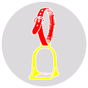 The badge of the order is (Fieldless) A stirrup Or leathered gules.